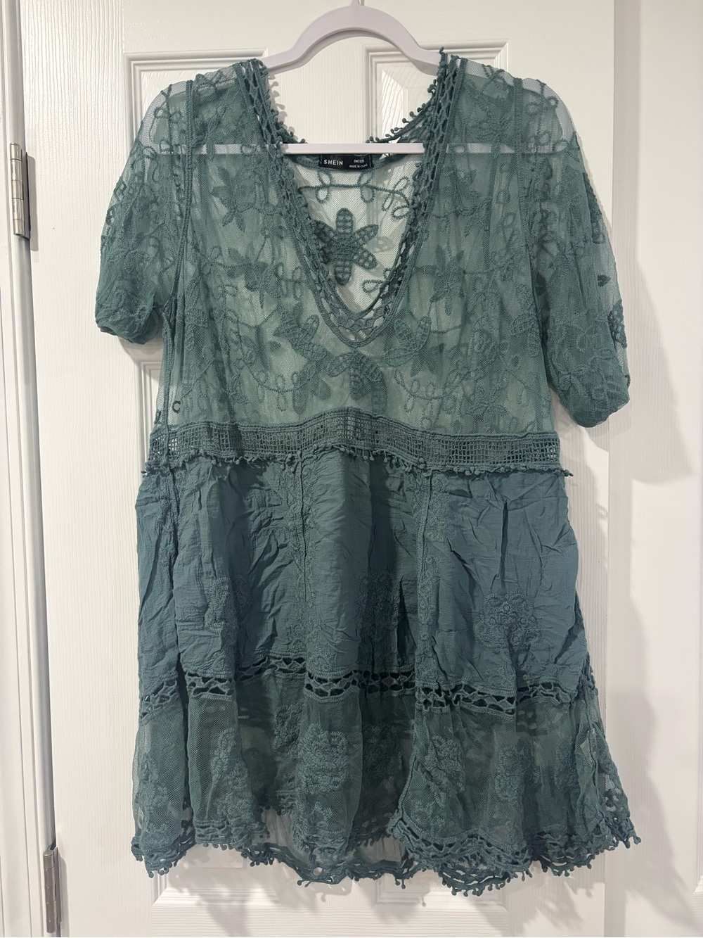 Green lace swim cover